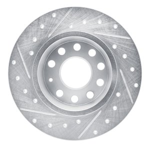 Audi Q2 Brake Rotor (1) - Rear Right - R1 Concepts - Drilled & Slotted - Silver - `17-`25